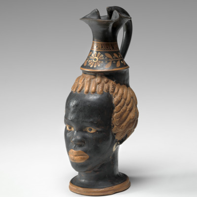 Red Figure Head Vase in the Shape of a Nubian