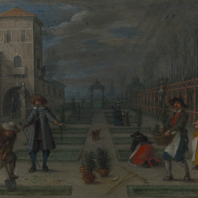 Garden Scene in a Country House, A Town Beyond