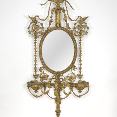 Mirror with Three-light Sconce