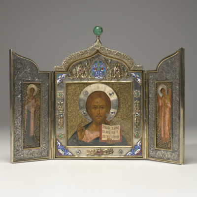 Christ Pantocrator Flanked by St. Nicholas the Miracle Worker and the Guardian Angel Triptych
