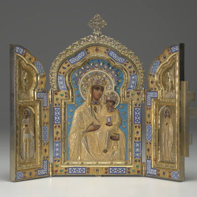 Ozeryanskaya Mother of God, of Kharkov, St. Prince Aleksandr Nevskii, St. Mary Magdalene Triptych