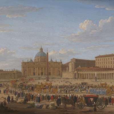 Saint Peter’s Square with a Procession of an Ambassador and his Suite