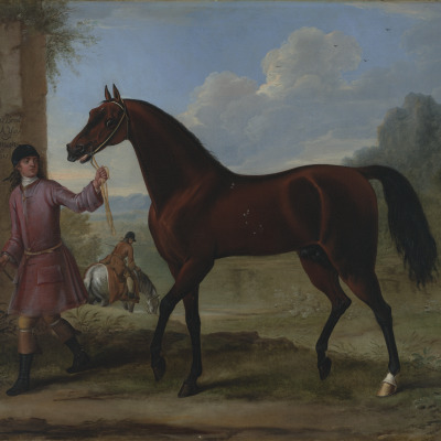 A Bay Horse, Possibly Leedes, Led by a Groom