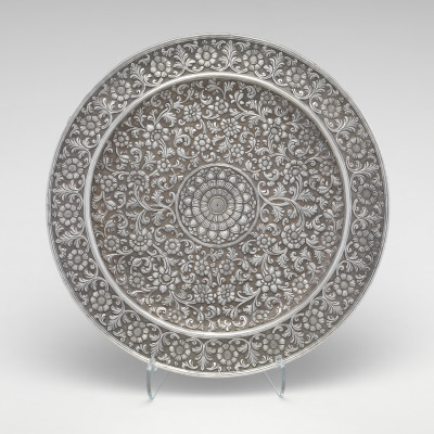 Circular Salver with Floral Scroll Pattern