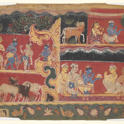Page from a Bhagavata Purana Manuscript: Krishna and Balarama Enjoy the Rainy Season