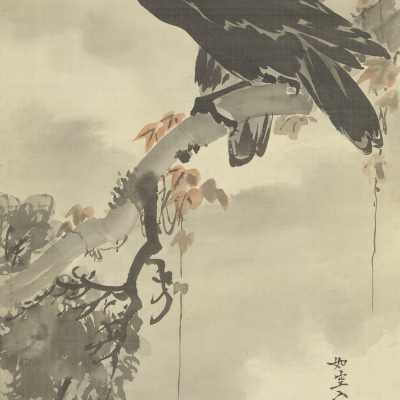 Two Crows Overlooking Asakusa at Dawn