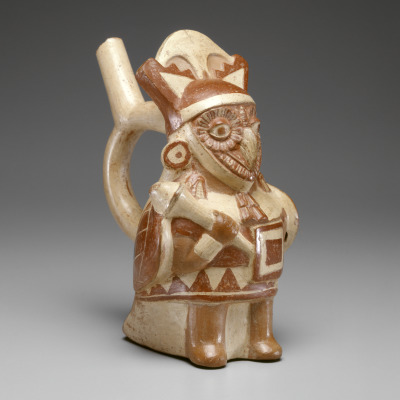 Vessel in the Form of a Warrior with Owl Mask