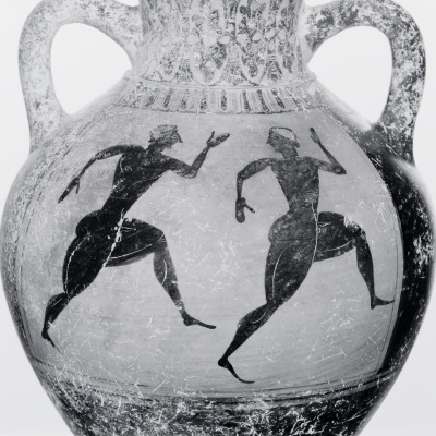 Black-Figure Pseudo-Panathenaic Prize Amphora (Storage Vessel)