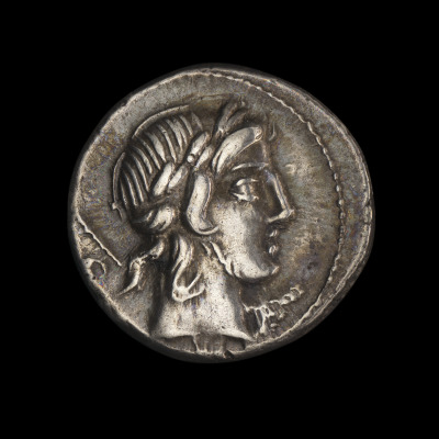 Denarius of Publius Crepusius with Head of Apollo(?)