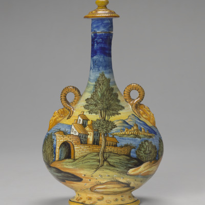 Pilgrim Flask with Landscape Decoration