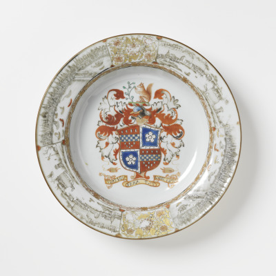 Plate with Arms and Scenes of London and Guangzhou