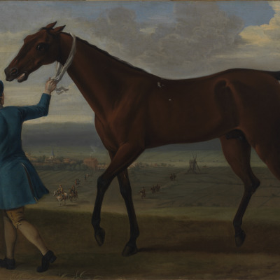 A Bay Horse Led Towards a Rubbing-Down House at Newmarket
