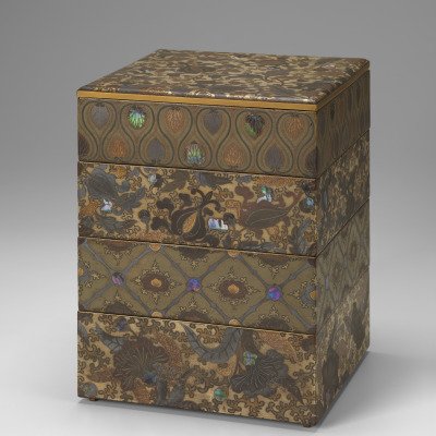 Tiered Box with Floral Textile Design