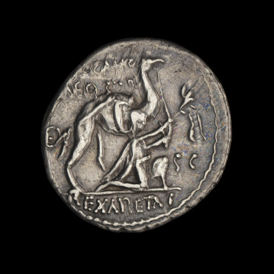 Denarius of Publius Plautius Hypsaeus and Marcus Scaurus with Camel