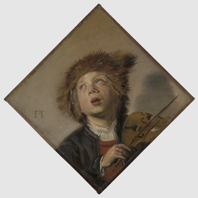 Boy Playing the Violin (One of a pair of paintings)