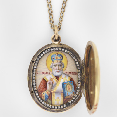 Miniature Icon Pendant of St. Nicholas the Miracle Worker