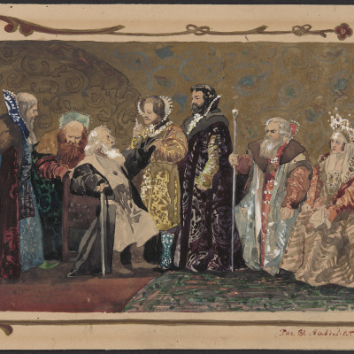 Seven Royal Figures in an Interior